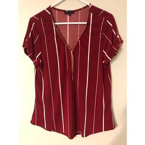 Mine | Stripped Zipper Top | L